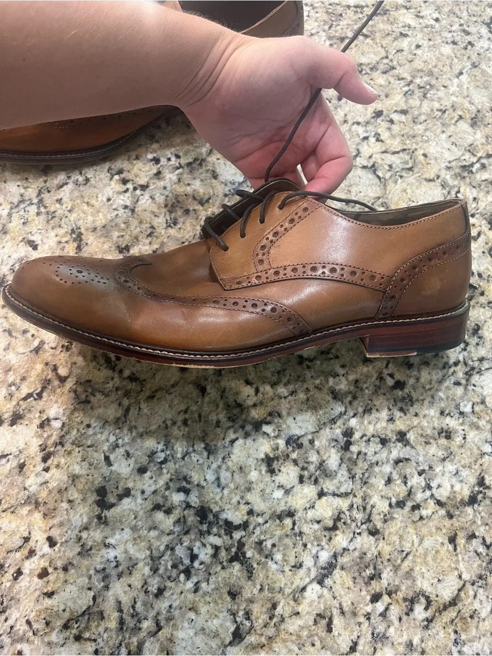 Joseph Abboud Brown Leather Wingtip Derby Oxfords Tie Classic Mens Size 12